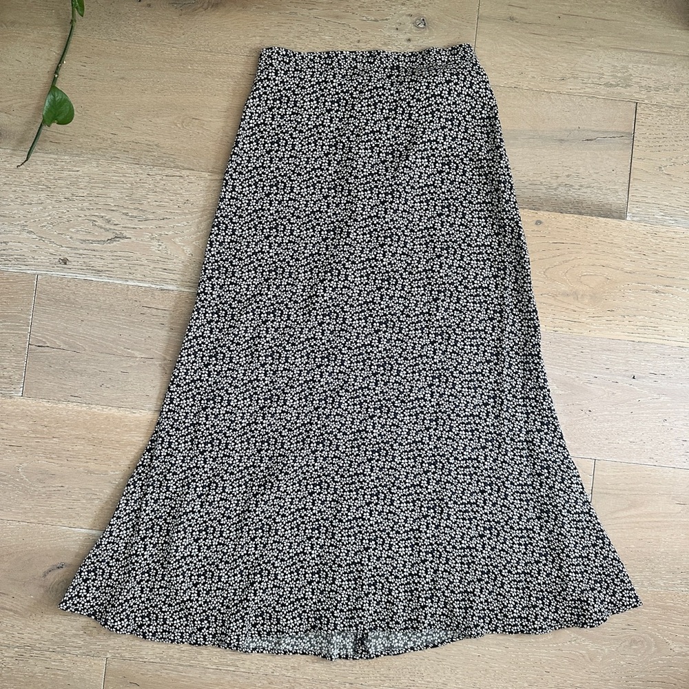 Reformation Black and White Maxi A-line Skirt